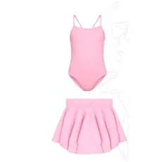 Conjunto Infantil Rosa Bebê Bailarina : Collant e Saia Cós