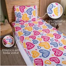 Jogo Cama Solteiro 2 Peças Menino e Menina Estampado Microfibra