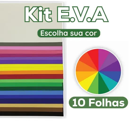 EVA 40x48cm Kit 10 Folhas | Você Escolhe a Cor que Preferir – Artesanato, Decoração, Escolar / Make+