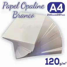 Papel Opaline 120g A4 Pacote com 50 Folhas OffSet Branco Folha lisa 210x297mm Laser e Jato de tinta