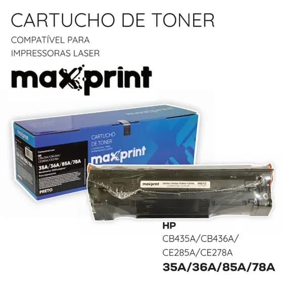 Toner compatível HP 35A, 36A, 85A, 78A - Cartucho Preto Maxprint | para impressão à Laser