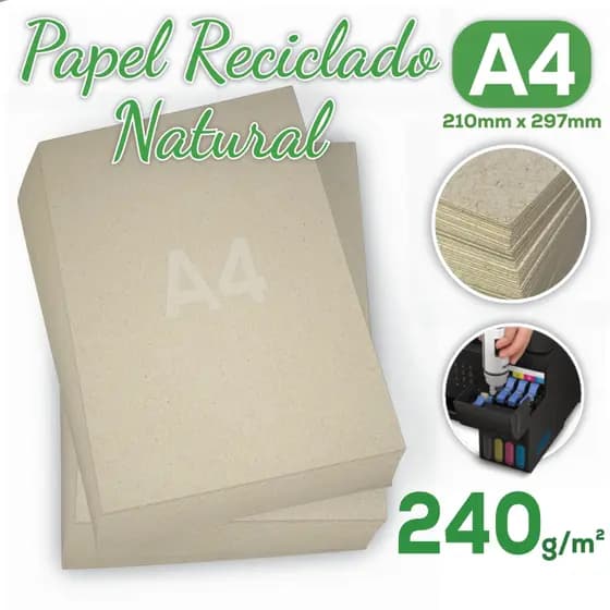 Papel Reciclado 240g A4 Pacote com 25/50 folhas - Premium Eco Alta Gramatura / Jato de tinta e Laser