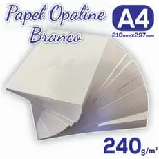 Papel Opaline 240g A4 Pacote com 50 Folhas OffSet Branco Folha lisa 210x297mm Laser e Jato de tinta