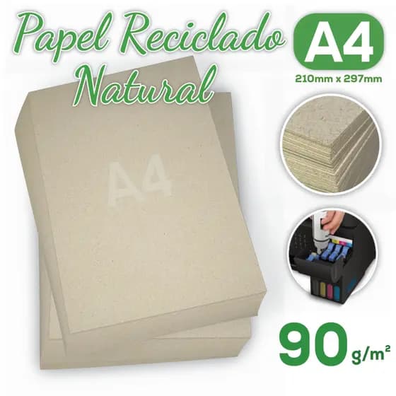 Papel Reciclado 90g A4 Pacote com 100 folhas - Eco Premium 210x297mm / Jato de tinta e Laser