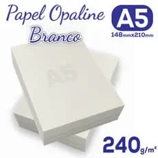 Papel Opaline A5 240g Pacote com 100 Folhas OffSet Branco liso 148x210mm / Laser e Jato de tinta