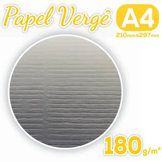 Papel Vergê A4 180g Pacote com 50/100 folhas Textura Fina Econômico 210x297mm Jato de Tinta e Laser