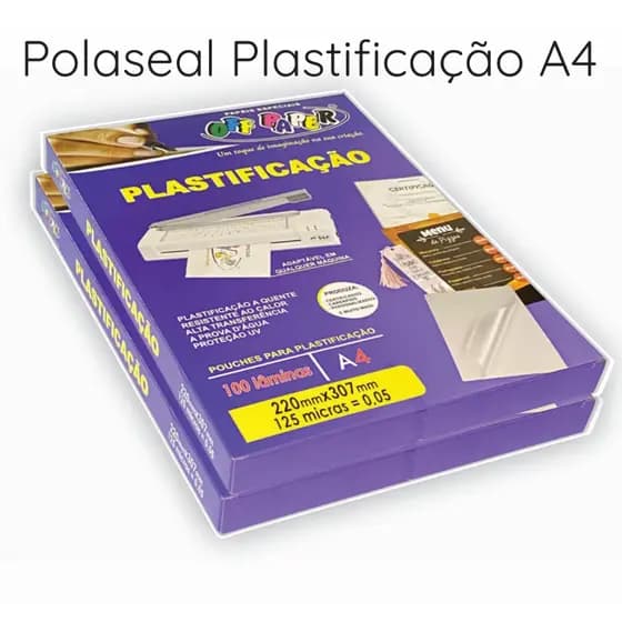 Polaseal Plastificação A4 Pacote com 50,100 Folhas | OffPaper 220x307mm 125 Micras
