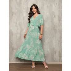 Vestido Longo Feminino Tecido Viscolinho Estampado Inspiração Floral