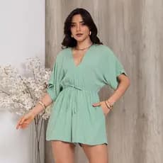 Macaquinho Feminino Liso ou Estampado Viscolinho Moda Boho