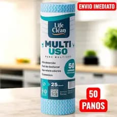 Pano Multiuso Perfex Rolo com 50 Unidades 20x40cm Azul Super Absorvente