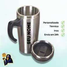 Caneca térmica inox 450ml personalizada - Nome, time, logo, desenho