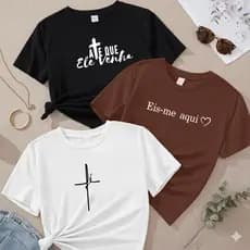 Kit 3 Camiseta Estampada T-Shirt Feminina 100% Algodão Envio Imediato Promoção
