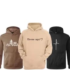 Kit 3 Blusa de Frio Estampada Moletom Canguru Feminino e Masculino Envio Imediato