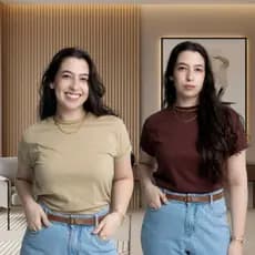 Kit 2 Camiseta Feminina Básica 100% Algodão Envio Imediato
