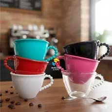 Cantinho do Café - 50 Xicaras 120ml com alça de Bolinhas super Charmosa ideal para Café/Chá da Tarde