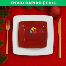 Pratos Quadrado Natal - Refeição e Sobremesa Ideal para sua mesa de Festas Natal e Boas Festas