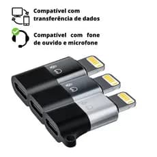 Adaptador USB-C Tipo C fêmea x Lightning Macho para iPhone iPad Fone de Ouvido Microfone Lapela Dados Carga Turbo 20W