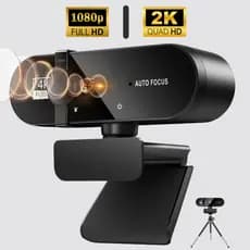Webcam 1080p ou 2K e 2K Com Tripé Retrátil Usb Com o Microfone Autofoco Para Computador Notebook Live Gaming