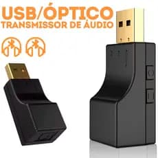 Transmissor de Áudio Bluetooth USB Óptico para TV PS5 PS4 XBOX Multiponto Conecta 2 Dispositivos Simultaneamente