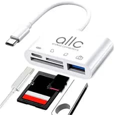 Adaptador Hub USB-C Leitor de Cartão Micro SD TF SD USB 3.0 Tipo C para Carga Compatível com iPhone 15 16 iPad Macbook