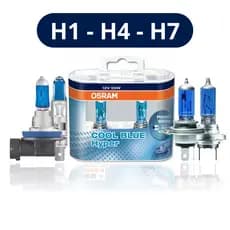 Lâmpada Farol de Carro Osram Hiper Branca 5300K 12V 55W H1 H4 H7 Azul Fresco Halógeno
