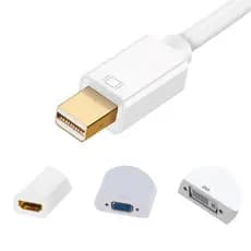 Adaptador Cabo Mini Displayport Thunderbolt HDMI VGA DVI FullHD Compatível com Macbook e Placa de Vídeo