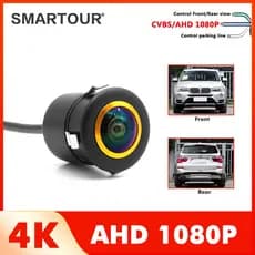 Smartour AHD 4k 1080P Visão Noturna 180 Graus Fisheye Len 185mm Carro Reverso Backup Traseira Frente Veículo Câmera Android DVD Monitor