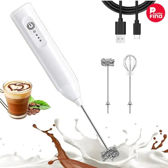 Misturador Elétrico 2 em 1 para Café Leite Clara de Ovo Bebidas Portátil
