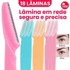 Kit com 6/12/18 Lâminas para Sobrancelhas com Protetor para Acabamento dos Pelos do Rosto