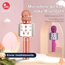 Brinquedo Microfone Karaokê Bluetooth para Crianças com Efeitos de Voz