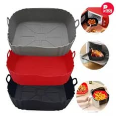 Forma Silicone Reforçada Quadrada 19cm Air Fryer 4~6 Litros Durável Resistente