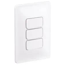 Kit Completo Interruptor Triplo 3 Teclas Simples Com Suporte e Placa 4x2 PIAL Zeffia