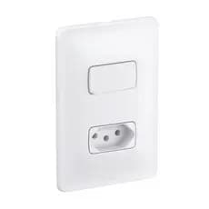 Kit com Interruptor Simples e Tomada 10A Com Placa e Suporte Legrand PIAL Zeffia