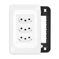 Kit Tomada Simples 10A Tripla Com Placa e Suporte 4x2 PIAL Pop Legrand