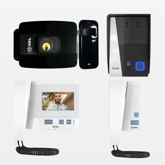 Kit Vídeo Porteiro + Fechadura C90 Mini Preta + Monofone Advance HDL Video Class