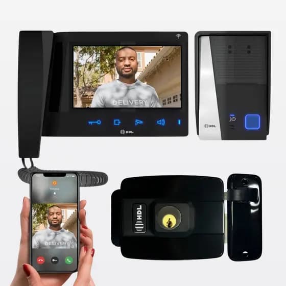 Vídeo Porteiro Com Wifi HDL Connect e Fechadura Elétrica Compacta C90 Mini - Preto