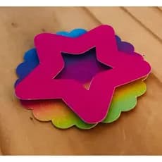 Tag Aplique 3D Escalope Balada Neon Aplique para Tubete Latinha Topo para Cupcake