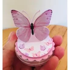 Kit Aplique 3D, Cenário 12, 20, 30 ou 40 und. Tag Personalizada Jardim Borboleta  rosa, Festa, Lembrancinha.