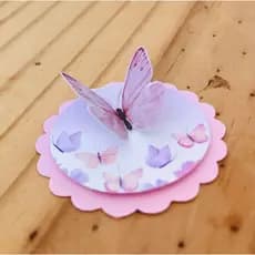 Tag Aplique 3D Escalope Jardim Borboletas Aplique para Tubete Latinha topo para Cupcake