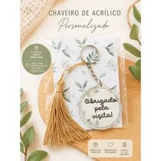 Chaveiro Personalizado Acrílico com Tassel + Card | Lembrancinha para Festa, Batizado, Aniversário e Eventos