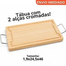 Tábua para Churrasco com Duas Alças – Servir Carnes, Petiscos, Tábua de Frios, Mesa Posta  – Madefer