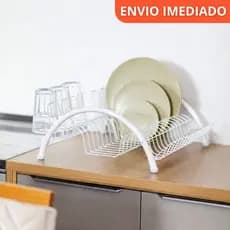 Escorredor de Louça Branco Porta Talheres 13/15 Pratos 5/6 Copos - Organizador de Pia