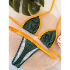 Biquini Cortininha Estampa Brasil e Cores Lisas+ Xuxa de Brinde
