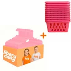 Kit organizador 10 cabides infantil e 6 cestos organizador branco rosa azul Libery Casa