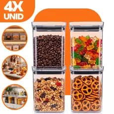 Kit 4 Potes Hermético 1,1 Litro Armazenar Alimento Organizar Libery Casa