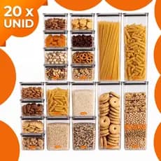 Kit 20 Potes Herméticos acrílicos 2,3litros 1,1litro 480ml Organização Original Libery Casa