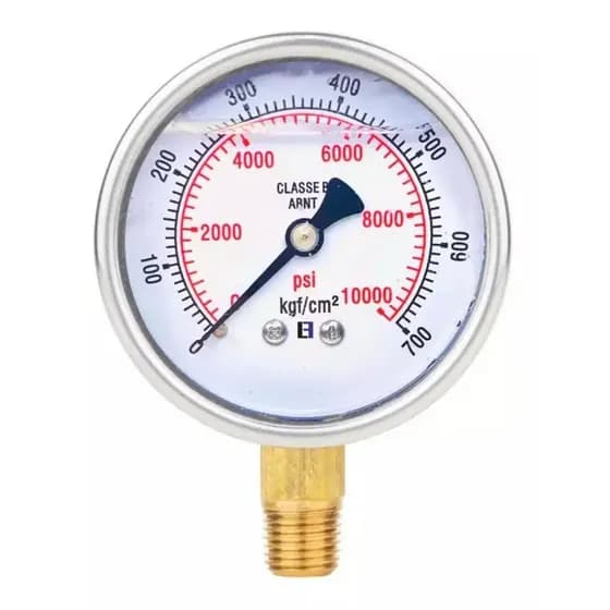 Manômetro De Pressão Com Glicerina 0 A 700 Bar / 10000 Psi