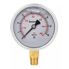 Manômetro Inox 63mm Vertical 1/4 Glicerina 40 Bar 600 Psi