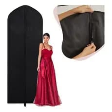Kit 2 Capa Protetora De Vestido Longo De Noiva Madrinha Tnt Preto 60 X 1,80 CM