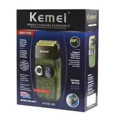 Barbeador Elétrico Recarregável Kemei Km2027 Verde-escuro 110v/220v
